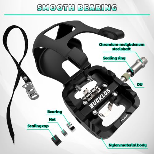 BUCKLOS Bike Toe Clip Cages Pedals Compatible with SPD Cleats&Peloton