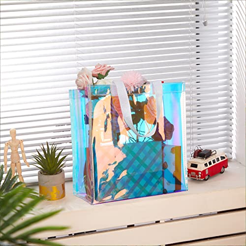 Clear Stadium Approved Tote Bags - 12 Pack with Handles - Laser Color