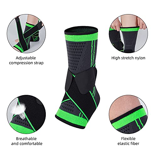 Ankle Support Brace - Elastic Compression Sleeve with Adjustable Wrap