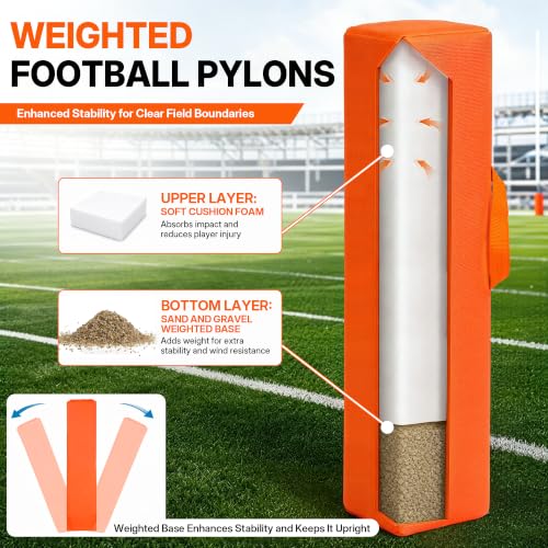 Weighted Football Pylons - 17.7" Orange Field Markers