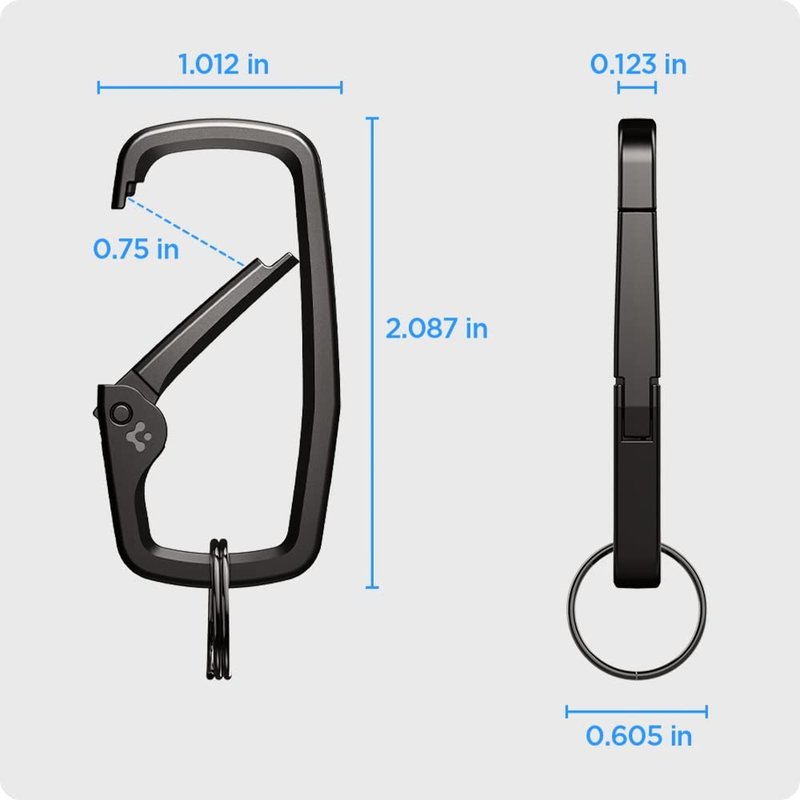 Spigen Life Rugged Type Carabiner Clips D Ring, Spring Snap Hook, Keyring Keychain Hook with Zinc Alloy Carabiners - 3 Pack