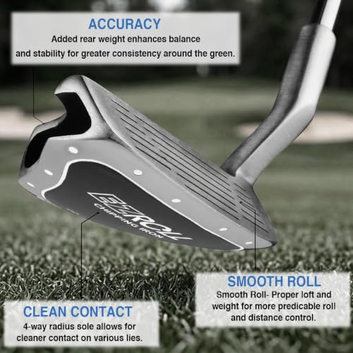 EZ Roll Golf Chipper Club - Back-Weighted, 35° Loft - Right Handed - Black/Satin