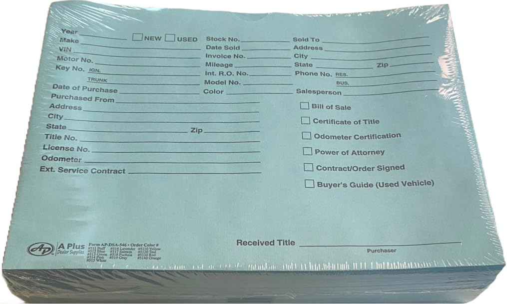 Vehicle/Automotive Deal Jackets - Blue - (P5) (100)