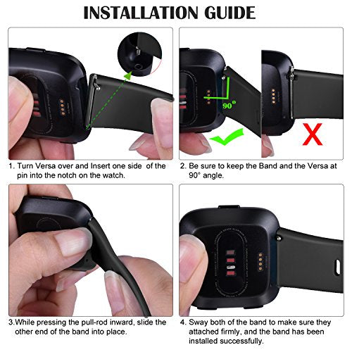 Soft TPU Replacement Band for Fitbit Versa 2 - Black, Large