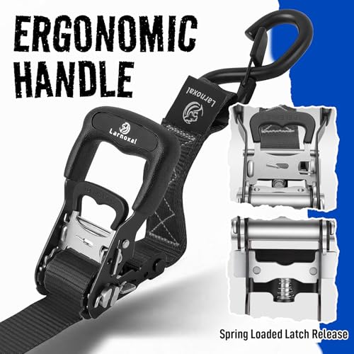 Black 1.5-inch x 15ft Heavy-Duty Ratchet Straps with Locking S-Hooks - 4 Pack
