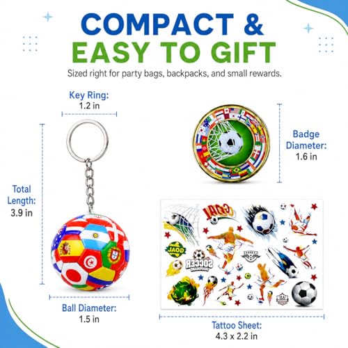 Soccer Keychain Gift Set with Pin and Tattoos for Fans