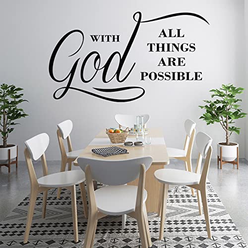 with God All Things are Possible Religious Vinyl Wall Decals, Vinyl Wall Stickers Wall Decal Motivation Lettering Saying Art, Inspirational Quote Art Stickers, Christian Faith Word