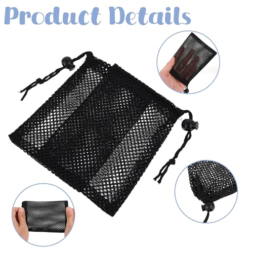 6 Pack Small Mesh Drawstring Bags - 6 x 4 Inch Nylon Storage