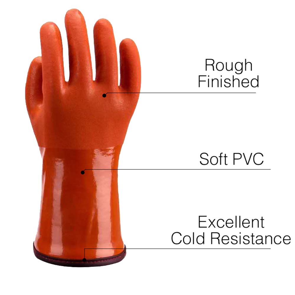 LIICHAAO 1-4Pairs Insulated&Waterproof,Chemical & Oil Resistant, Freezer Work,Warm Gloves,Non-Slip,Ultra Flexible(1 PAIR) (Large (Pack of 1))