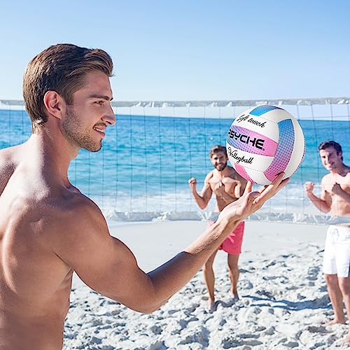 Wisdom Leaves Official Size 5 Volleyball - White/Blue/Pink, Indoor/Outdoor Beach Play