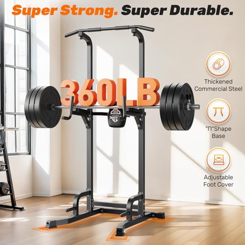 Free Standing Pull Up Bar Power Tower for Home Gym - Black
