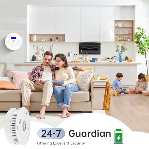 Smoke & Carbon Monoxide Alarms, Smoke Co Detector Combo with Led Digital Display, Sound Alarm, Battery Powered, 2 Packs