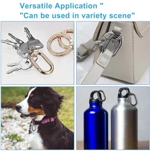 Small Oval Carabiner Clip - Metal Spring-Loaded Keychain Hook - Gold, 4 Pack