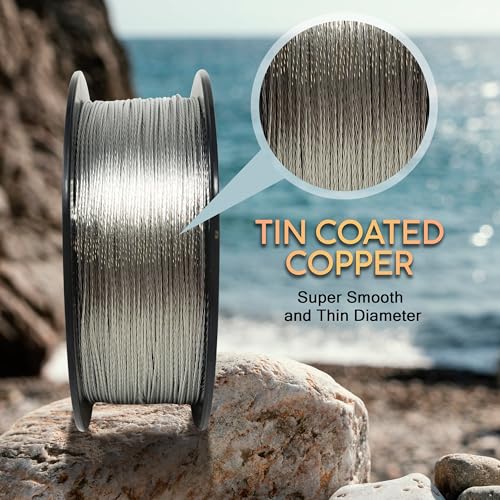 45LB Copper Fishing Line - Trolling Wire, 300ft, Corrosion Resistant, Super Smooth & Thin Diameter