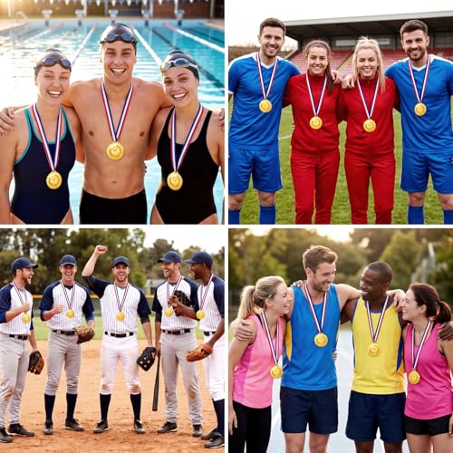 30 Gold Plastic Medals for Sports Awards - 2.36 Inch