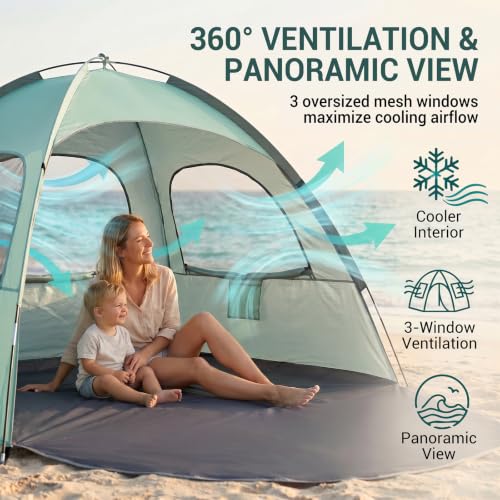 Portable Beach Tent with UV Protection for 3-8 People - Ventilated & Lightweight