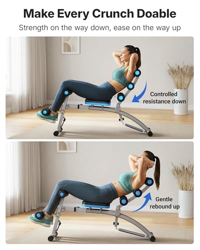 Adjustable Ab Machine - Ergonomic Core Trainer Bench - Black Blue