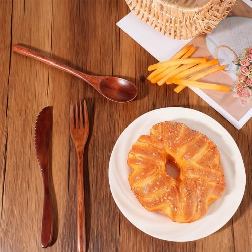 Reusable Wooden Cutlery Set - 6PCS Nanmu Utensils