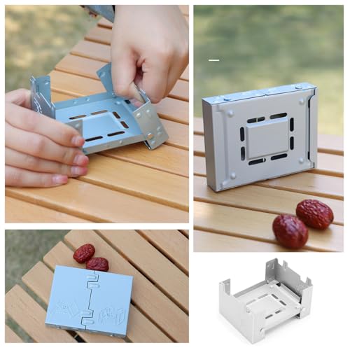 Portable Camping Stove with Solid Fuel Stand - Compact Foldable Alcohol Burner for Hiking & Outdoor Cooking