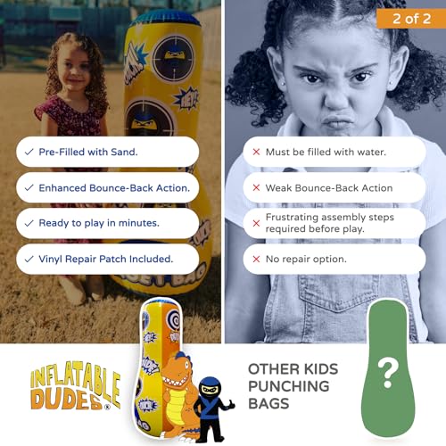 47 Inch Kids Punching Bag with Sand Base | Rex/Ninja Dino-Trex Inflatable