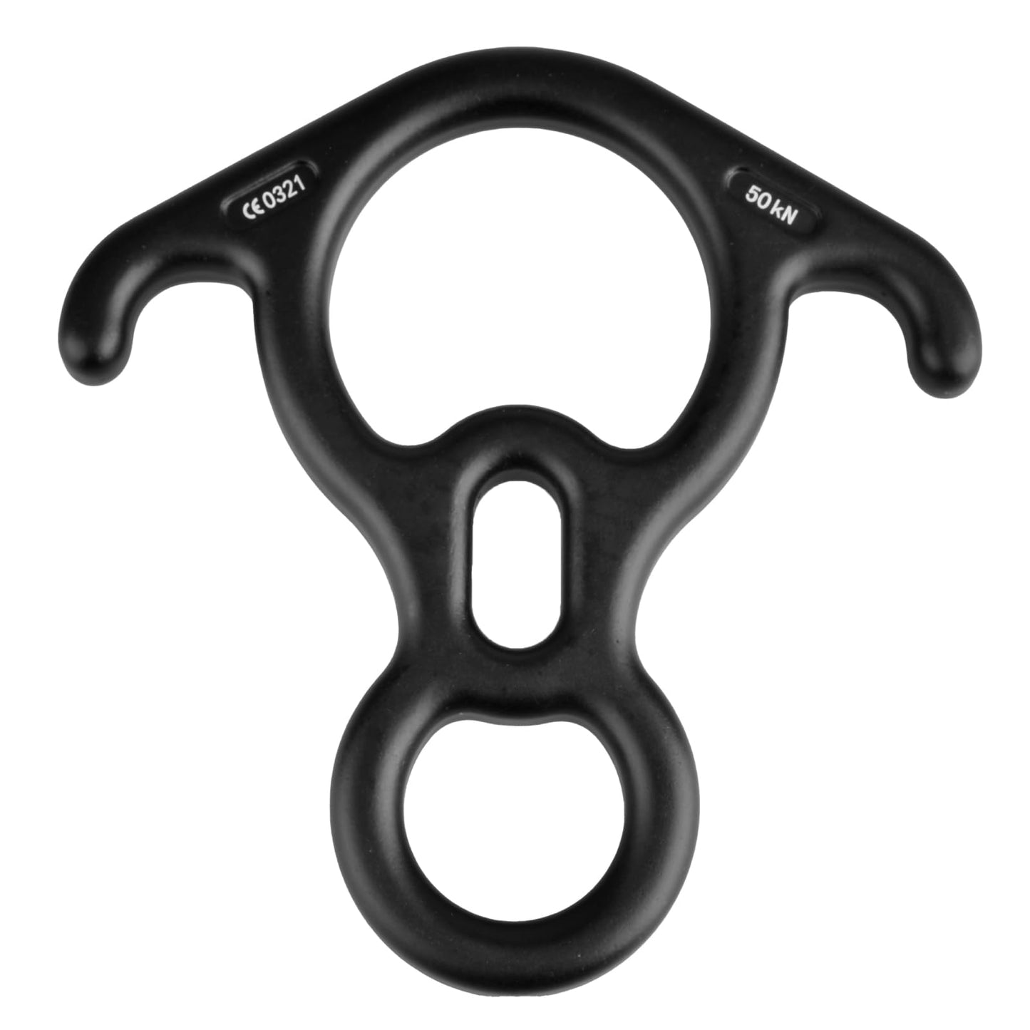 YEPJEB 50kN Rescue Figure 8 Descender Belay Device Large Bent-Ear Belaying and Rappelling Gear for Rock Climbing Peak Rescue (Black)