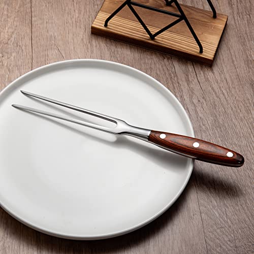 IMEEA 11.6 Inch Stainless Steel Carving Fork with Wooden Handle for Meat & BBQ