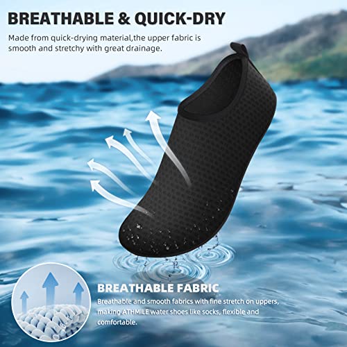 Quick-Dry Water Shoes for Beach & Pool - Barefoot Aqua Socks - N-Jacquard Black
