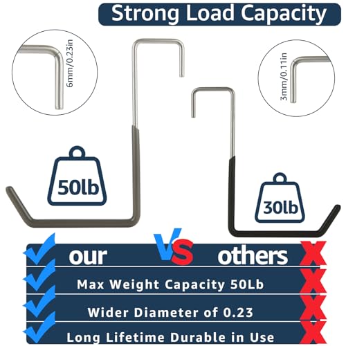 16 Pack Rafter Hanger Hook Heavy Duty Vinyl Coated Large S Hooks for Hanging Ladder Bike Hanger, Garage Storage Organizer (Grey)