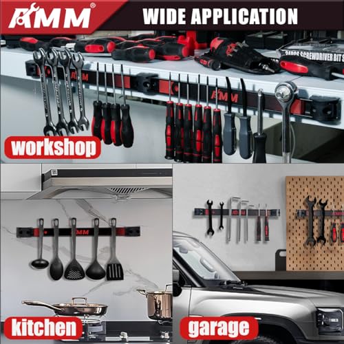 AMM 8PCS Magnetic Tool Holder Strip, 12" Heavy Duty Tool Organizer Magnetic Strip with Mounting Screws, Tool Magnet Bar for Tool Storage, Garage Organization