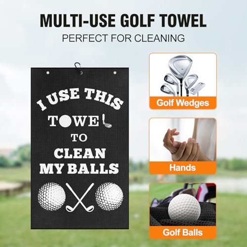 Golf Towel Accessories for Men - Black Clean My Ball