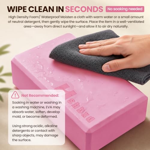Yoga Blocks 2-Pack - High Density EVA Foam, Non-Slip, Pink