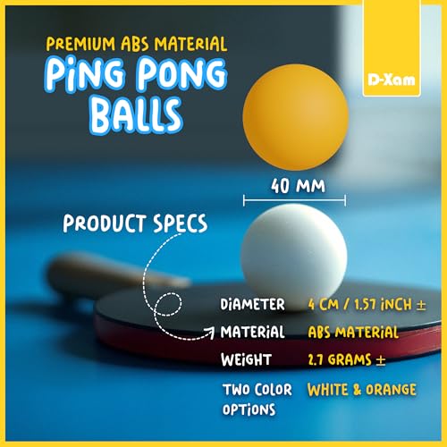 40mm Table Tennis Balls - Pack of 15, High Bounce, Durable ABS