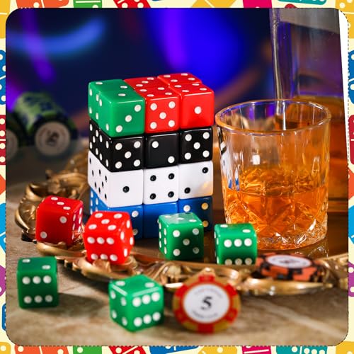 Poen Colorful 30 Pcs 25mm Acrylic Dice Set for Casino & Party Games