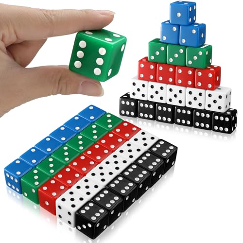 Poen Colorful 30 Pcs 25mm Acrylic Dice Set for Casino & Party Games