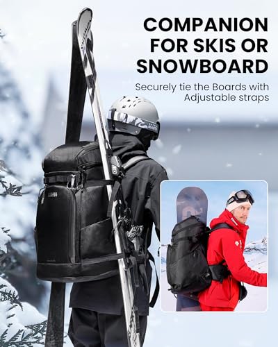 OutdoorMaster 65L Ski Boots Bag Backpack Waterproof Travel Snowboard Gear Black