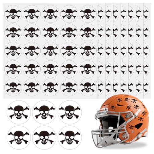 Skull Helmet Stickers - 200 Pcs Vinyl Decals for Sports - Black