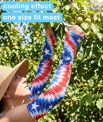 Cooling Arm Sleeves with Thumb Holes - Tie Dye Flag