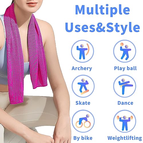 Cooling Towel 4 Pack - Soft Microfiber Ice Towels for Sports - Light Blue, Green, Pink, Grey