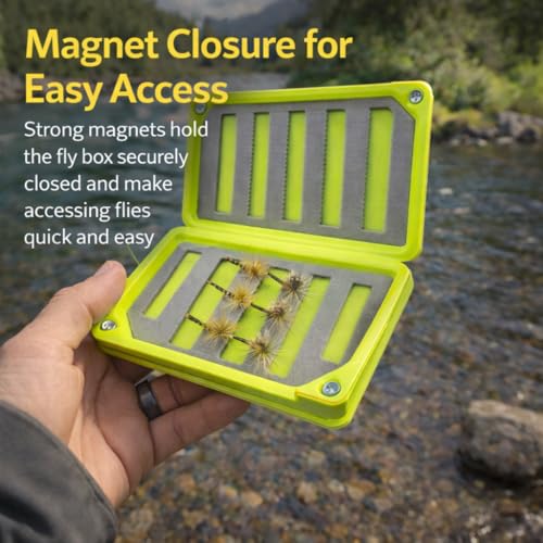 Aventik 2 Pack Green Fly Fishing Float Tackle Boxes with EVA Foam, Slim Waterproof Storage