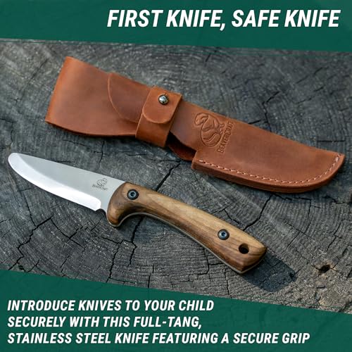 BeaverCraft Kids Scout Knife with Rounded Tip – Safe Whittling Knife for Boys 8-12