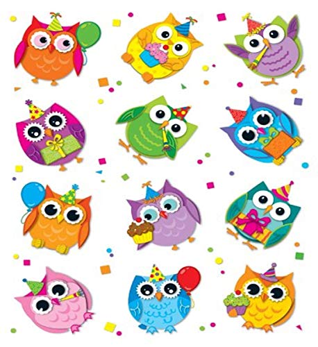 Colorful Owls Shaped Stickers for Teachers and Rewards - 72 Count