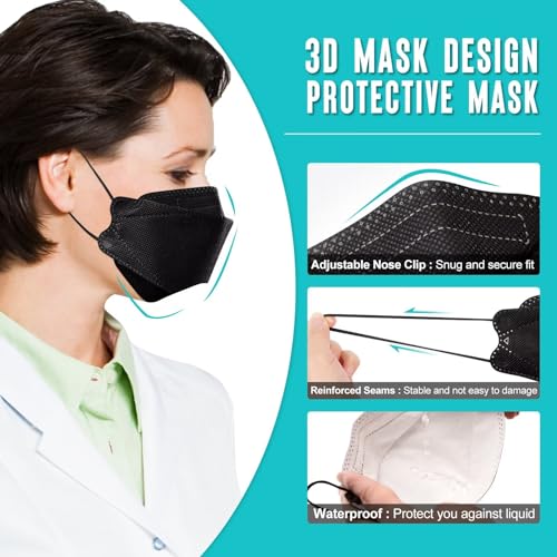50/100 Pack KF94 Face_Covers, Color M?sk£¬Black M?sk£¬4-Layer M?sk outdoor Daily Use