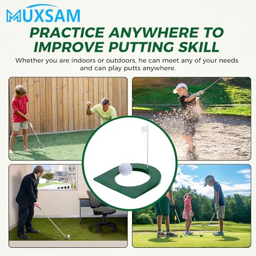 Golf Putting Cup with Flag - Indoor Practice Green - 1Pc Green Cup White Flag