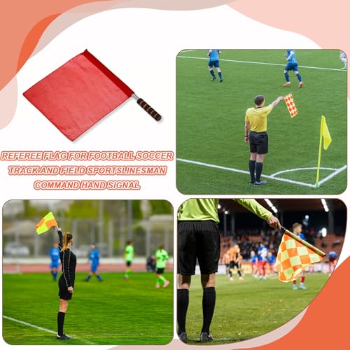 Referee Flags Set - 4 Pack Yellow with Stainless Steel Poles