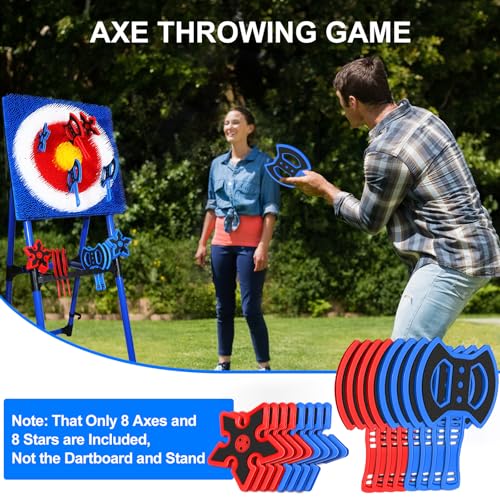 ARCUAT 8 Pcs Plastic Axe Throwing Game Set with Stars - Safe Indoor/Outdoor Fun