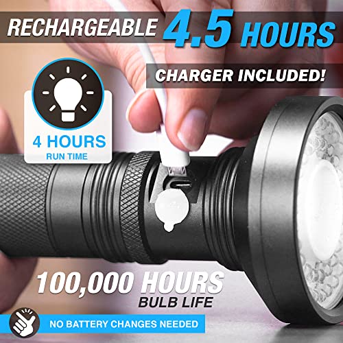 Bell+Howell Taclight Max Ultra LED Flashlight, 500 Lumens, 7,000K Cree, Rechargeable, Water Resistant, 15 Hour Run Time, 5 Modes, USB Charging, Durable Aluminum Casing