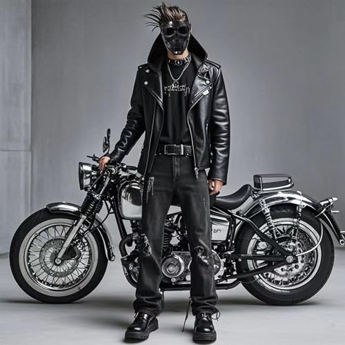 Full Face Motorcycle Mask with Goggles – Skull Grey Lens