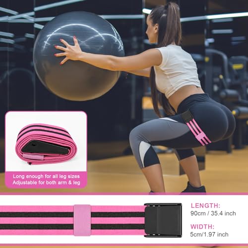 Adjustable Blood Flow Restriction Bands for Glutes & Hips - Pink