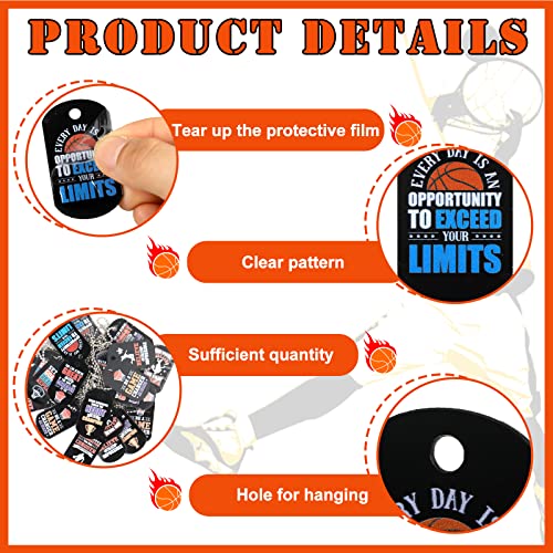 24 Pcs Dog Tags Necklaces - Acrylic & Metal Chain - Basketball