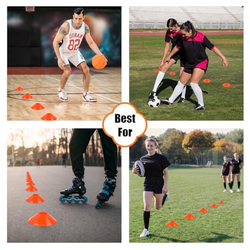Agility Soccer Cones Set - 25 Multi Color Cones with Carry Bag